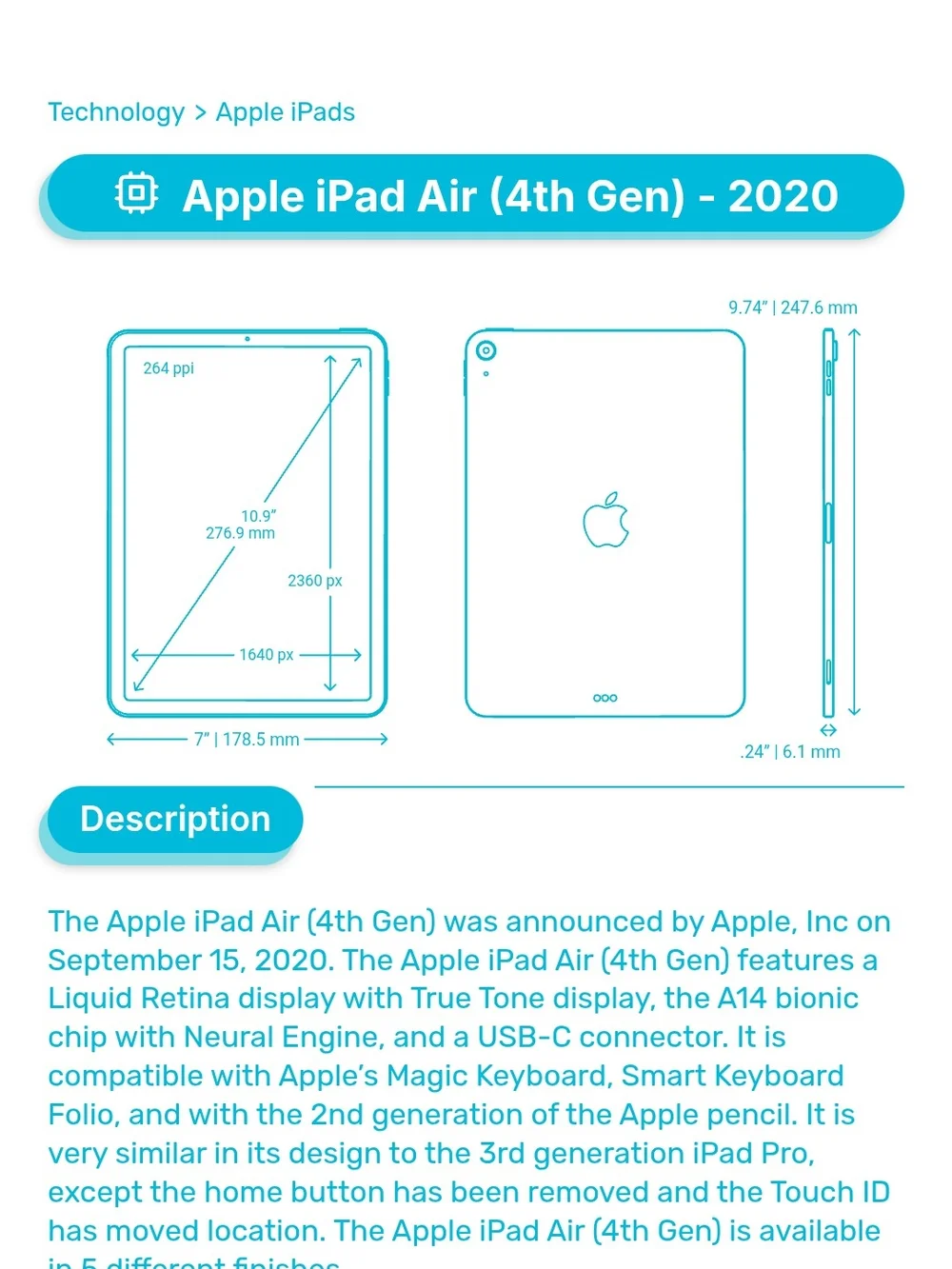 Gray iPad Air 4th Generation Case with Tri-Fold Stand